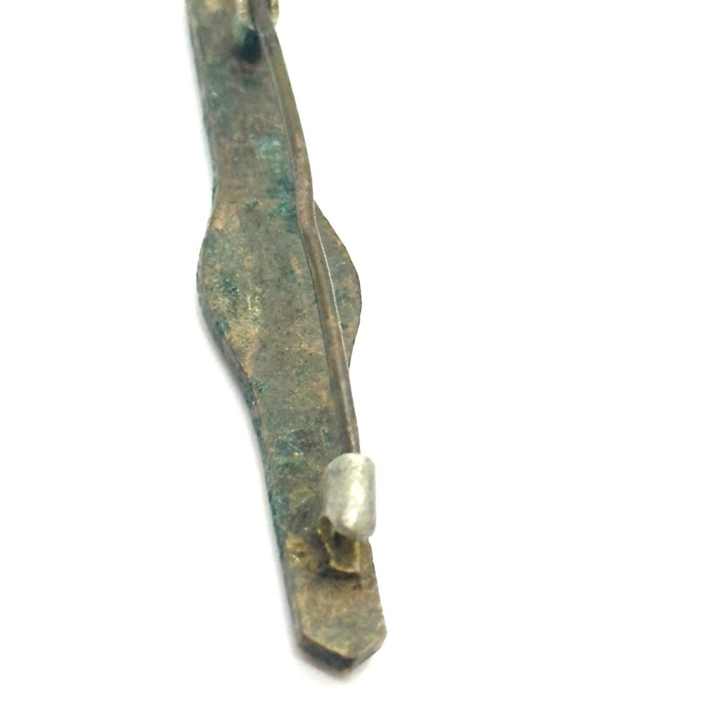 Antique Art Deco Blue Enamel Bar Pin Brooch C Clasp Diamond Shape Center - Picture 4 of 9